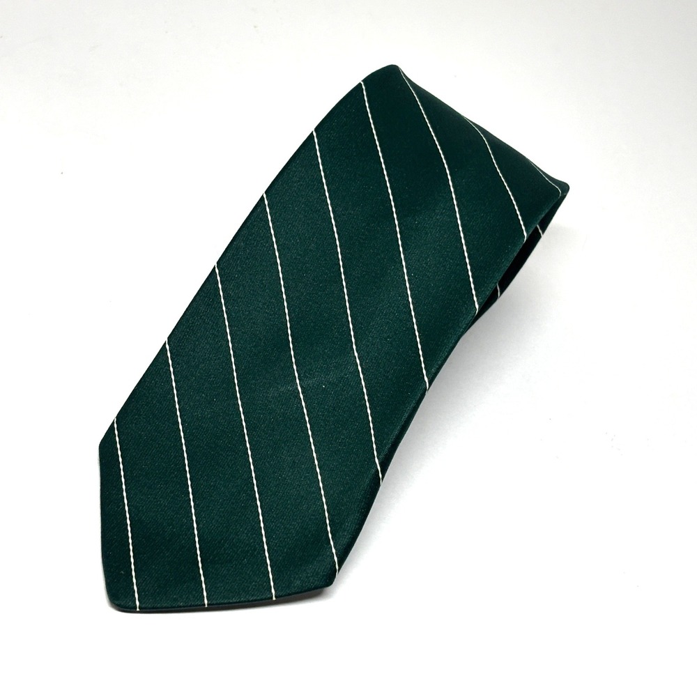 Beau Brummell Necktie Mens OS Green Striped Pinstripe Polyester Tie Formal